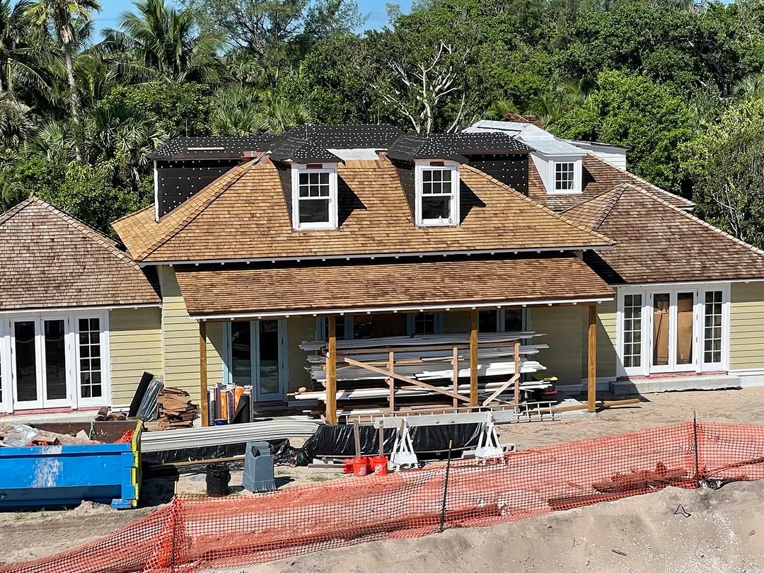 Mid-installation aerial tile roof